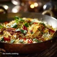 Fisch Biriyani Zarter Fisch im duftenden indischen Schichtgericht