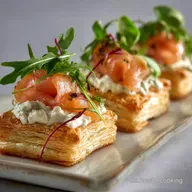 H&auml;ppchen Ideen: Bl&auml;tterteig H&auml;ppchen mit Lachs in 30 Min