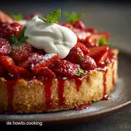 Erdbeerkuchen mit Biskuit und Vanillepudding Cremig luftig backen