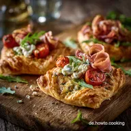 Knusprige Flammkuchentaschen aus Bl&auml;tterteig in 35 Minuten fertig