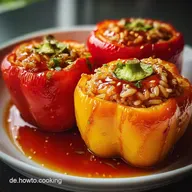 Gef&uuml;llte Paprika mit Reis: Im Ofen Gebacken