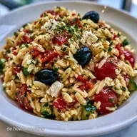 Griechischer Kritharaki Salat mit Feta