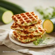 Zucchiniwaffeln mit Cheddar: Knusprige, herzhafte Waffeln backen
