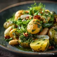Kartoffel Bohnen Salat mit Br&uuml;he Das lauwarme vegane Original aus Schwaben