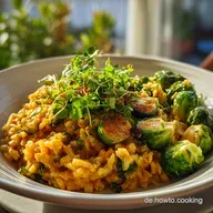 Einfaches veganes und glutenfreies K&uuml;rbis Risotto mit Rosenkohl | Herbst-Highlight
