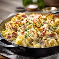 Makkaroni Auflauf mit K&auml;se und Schinken: Cremig, knusprig Hausmannskost Deluxe