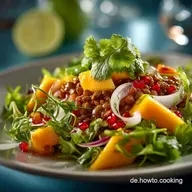 Leichter Mango Linsen Salat mit KorianderLimettenDressing