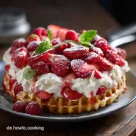 No Bake Waffelkuchen mit Erdbeeren und Himbeeren: Der cremige Blitz-Kuchen