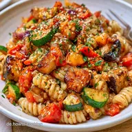 Mediterraner Nudelsalat mit gegrilltem Gem&uuml;se