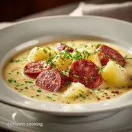Eintopf: Omas Kartoffel-Eintopf mit R&auml;ucherwurst Deftige Suppe