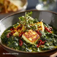 Cremiges Palak Paneer mit Halloumi Indisches Spinat Curry in 50 Minuten