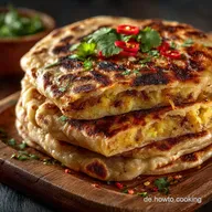 Saftiges Alu Paratha Indisches Fladenbrot mit Kartoffelf&uuml;llung