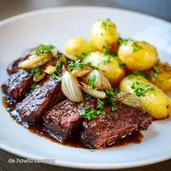 Rezept mit Rindfleisch und Zwiebeln f&uuml;r 4