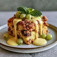 Stachelbeer Streuselkuchen mit Pudding