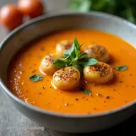 Herzhafte Tomatensuppe mit Reis und Hackb&auml;llchen Rezept