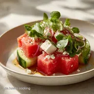 Wassermelonen-Feta-Salat: Erfrischendes Rezept f&uuml;r 4 Portionen
