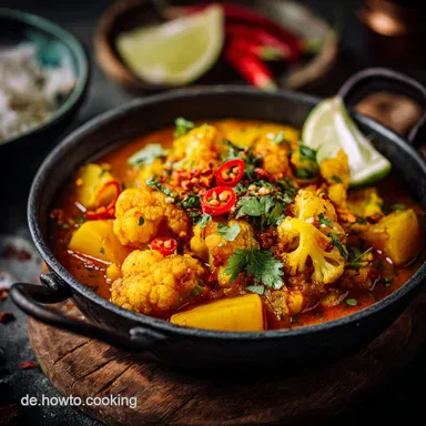 Aloo Gobi Curry Rezept: Indischer Klassiker Vegan (55 Min.) Rezeptkarte