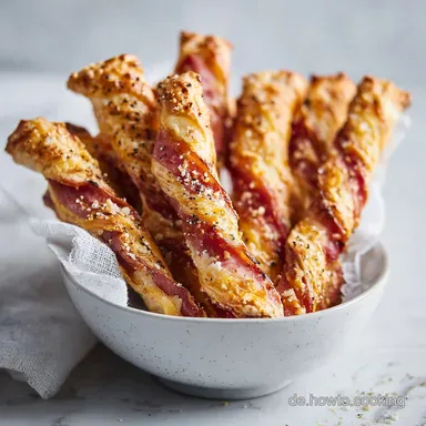 Bl&auml;tterteigstange mit Schinken und K&auml;se in 28 Minuten Rezeptkarte