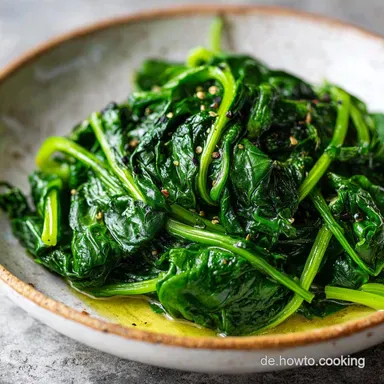 Blattspinat Rezept: SCHARF Angebraten in 10 Minuten Rezeptkarte