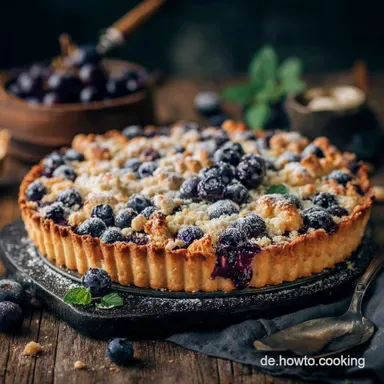BlaubeerTarte mit Vanilleschmand und Streuseln Der perfekte rustikale Sonntagsgenuss Rezeptkarte