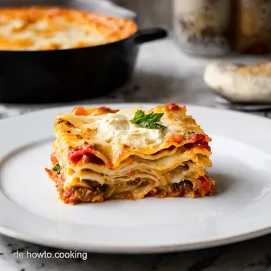 BlitzLasagne mit Hack Schnelle Familienk&uuml;che mit Cr&egrave;me Fra&icirc;che Rezeptkarte