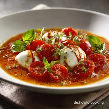 Schnelle Tomatenso&szlig;e mit Mozzarella Cremiger Genuss in 20 Minuten Rezeptkarte