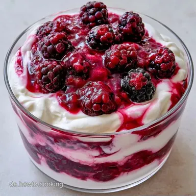 Brombeer Dessert Im Glas f&uuml;r 4 Personen Rezeptkarte