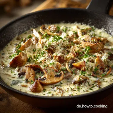 ChampignonRahmsauce mit Frischk&auml;se: Das blitzschnelle, s&auml;mige Rezept ohne Mehl Rezeptkarte