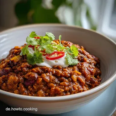 Chili sin Carne mit roten Linsen: Meal Prep Rezept Rezeptkarte