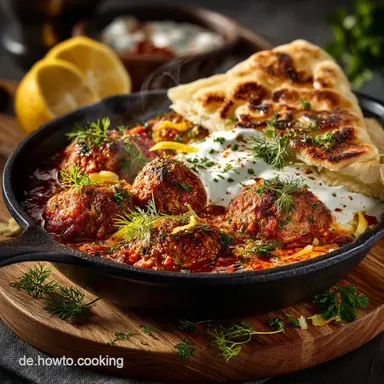 Saftige ChiliZitronenHackb&auml;llchen mit Joghurt und Naanbrot Rezeptkarte
