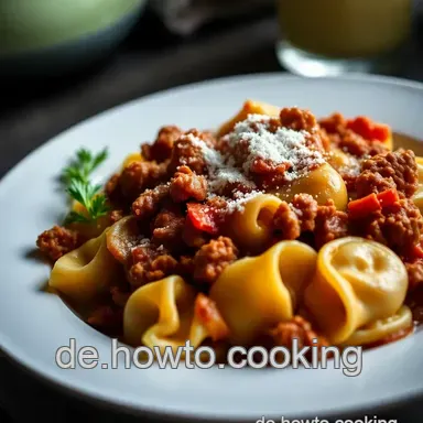 Mein Geheimnis f&uuml;r cremige Bolognese-Tortellini: Einfach & Unvergesslich Rezeptkarte