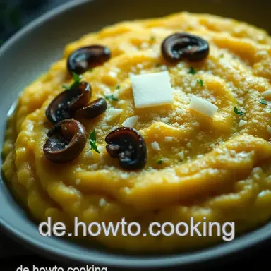 Cremige Polenta Rezept mit Pilzen und Parmesan &ndash; Ein italienischer Genuss Rezeptkarte