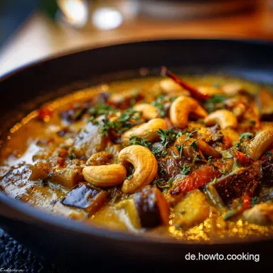 Cremiges CashewAuberginenCurry Das vegane Soul Food mit R&ouml;staromen Rezeptkarte