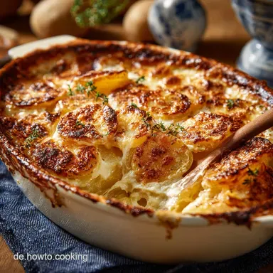 Das perfekte Kartoffelgratin Innen cremig au&szlig;en knusprig Rezeptkarte