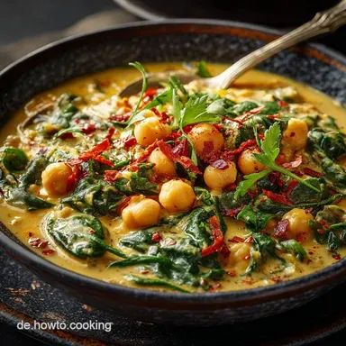 Cremiges Kichererbsen Spinat Curry 40 Min Schnell Vegan Soulfood Rezeptkarte