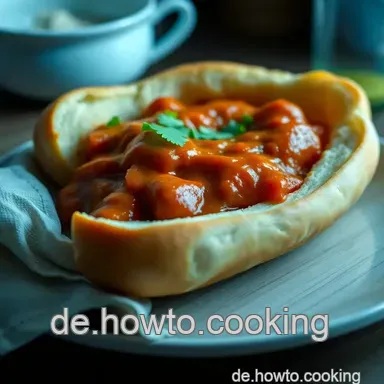 Currywurst mit Br&ouml;tchen &ndash; Der k&ouml;stliche Berliner Klassiker f&uuml;r zu Hause Rezeptkarte