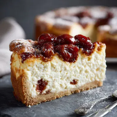 Zwetschgen K&auml;sekuchen: Saftiger Quarktorten-Klassiker ohne Risse Rezeptkarte