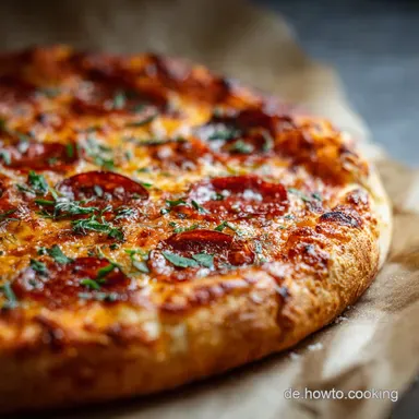 Selbstgemachte Pizza wie vom Profi: Knusprig & K&ouml;stlich! Rezeptkarte