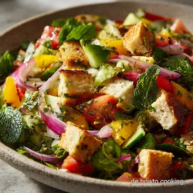 Fattoush Der beste arabische Brotsalat 30 Min mit SumachVinaigrette Rezeptkarte
