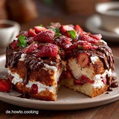 Frau Holle Kuchen mit Erdbeeren und Schokolade: Das cremige Sommerkuchen Rezept Rezeptkarte