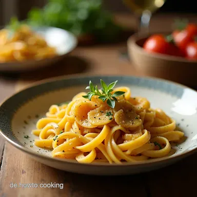 Nudeln mit Pfifferlingen in cremiger Sauce Mein bestes HerbstAbendessen Rezeptkarte