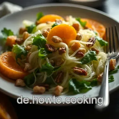 Frischer Spitzkohlsalat mit Mandarinen und N&uuml;ssen &ndash; Einfach zubereiten! Rezeptkarte