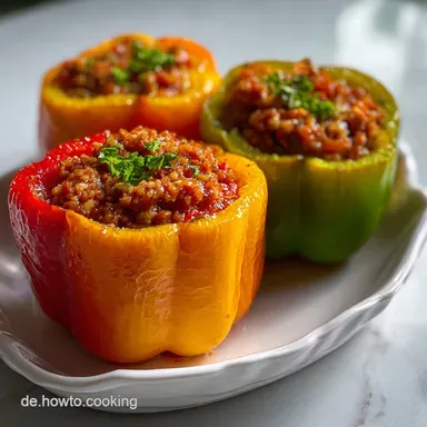 Gef&uuml;llte Paprika mit Hackfleisch: Klassisch & Einfach Rezeptkarte