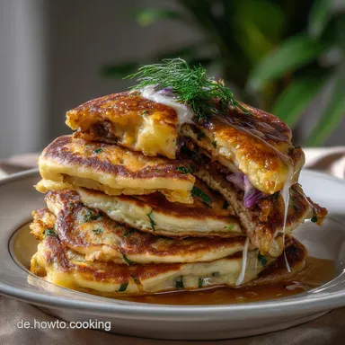 Herzhafte Gef&uuml;llte Pfannkuchen Pfannkuchen Mit Hac: Soul Food Rezeptkarte