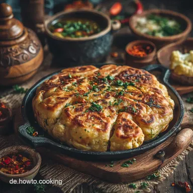 Gobi Paratha Rezept Das goldbraune indische Blumenkohl Fladenbrot Rezeptkarte