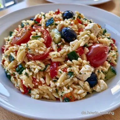 Griechischer Kritharaki Salat mit Feta Rezeptkarte