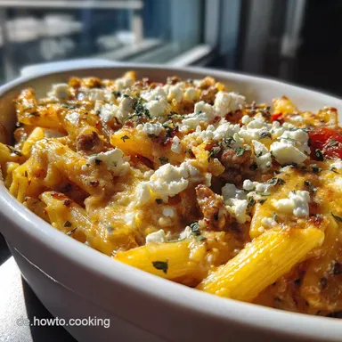 Griechischer Nudelauflauf f&uuml;r 4 Portionen Rezeptkarte