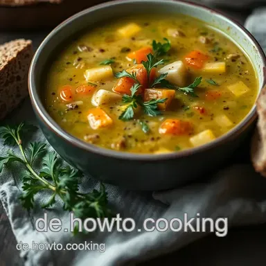 Herzhafte Erbsensuppe aus der Gulaschkanone &ndash; Ein St&uuml;ck Heimatk&uuml;che! Rezeptkarte