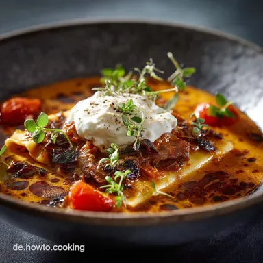 Lasagnesuppe Cremiges FeierabendRezept mit RicottaTopping Rezeptkarte