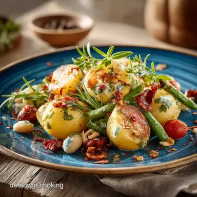 Kartoffel Bohnen Salat mit Brühe Das lauwarme vegane Original aus Schwaben Rezeptkarte